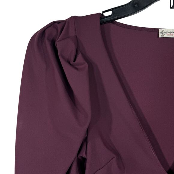 Free People Intimately Small Va Va Voop Bodysuit Puff Sleeve V-Neck Snap Thong - Picture 2 of 10